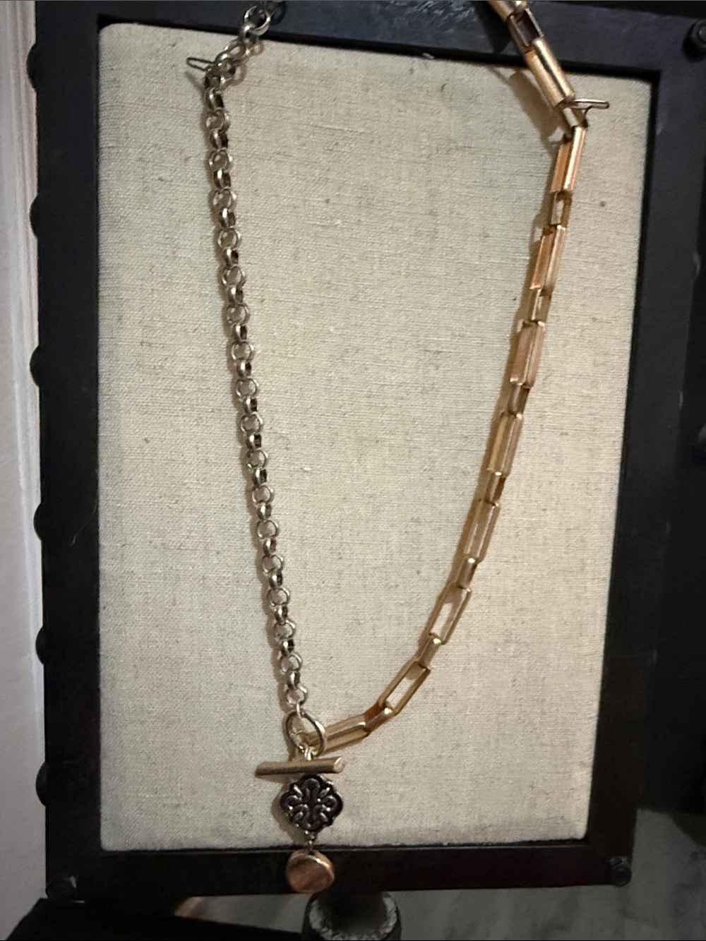 Plunder/Dallas: Two-Tone Silver and Gold Toggle Pendant Necklace